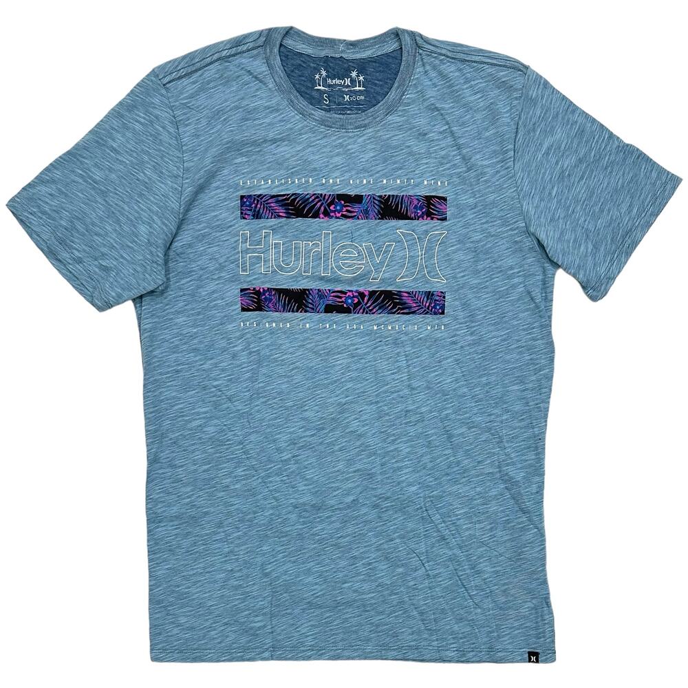 Hurley Men's T-Shirt H2O DRI Fit Slub Boundaries Tropical Graphic Logo Tee